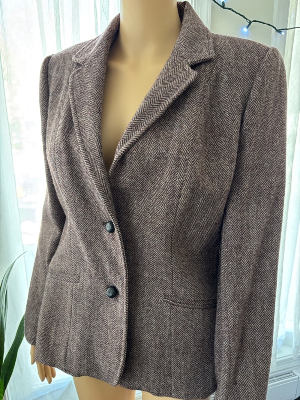 Vintage Swingles Women's Purple Herringbone Tailored Blazer